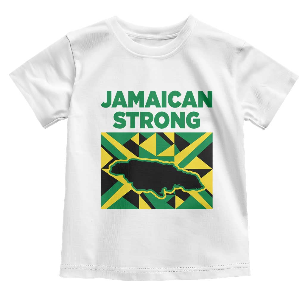 Jamaican Strong Resilience Geometric Flag Toddler T Shirt Abstract Island Map and Heritage