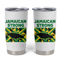 Jamaican Strong Resilience Geometric Flag Tumbler Cup Abstract Island Map and Heritage