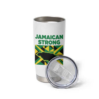 Jamaican Strong Resilience Geometric Flag Tumbler Cup Abstract Island Map and Heritage