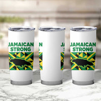 Jamaican Strong Resilience Geometric Flag Tumbler Cup Abstract Island Map and Heritage