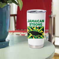 Jamaican Strong Resilience Geometric Flag Tumbler Cup Abstract Island Map and Heritage
