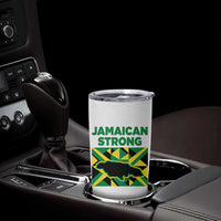 Jamaican Strong Resilience Geometric Flag Tumbler Cup Abstract Island Map and Heritage