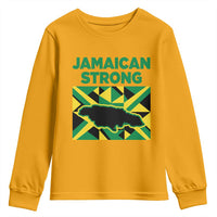 Jamaican Strong Resilience Geometric Flag Youth Sweatshirt Abstract Island Map and Heritage