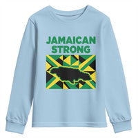Jamaican Strong Resilience Geometric Flag Youth Sweatshirt Abstract Island Map and Heritage