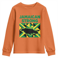 Jamaican Strong Resilience Geometric Flag Youth Sweatshirt Abstract Island Map and Heritage