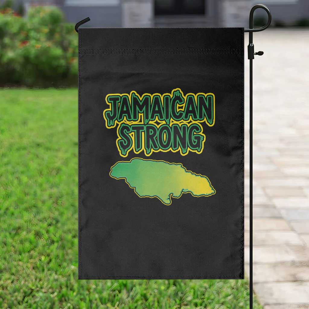 Jamaican Strong Resilience Graphic Garden Flag Caribbean Island Map Silhouette