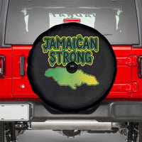Jamaican Strong Resilience Graphic Spare Tire Cover Caribbean Island Map Silhouette