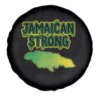 Jamaican Strong Resilience Graphic Spare Tire Cover Caribbean Island Map Silhouette