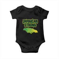 Jamaican Strong Resilience Graphic Baby Onesie Caribbean Island Map Silhouette