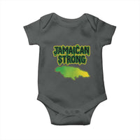 Jamaican Strong Resilience Graphic Baby Onesie Caribbean Island Map Silhouette