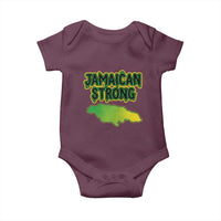 Jamaican Strong Resilience Graphic Baby Onesie Caribbean Island Map Silhouette