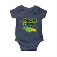 Jamaican Strong Resilience Graphic Baby Onesie Caribbean Island Map Silhouette