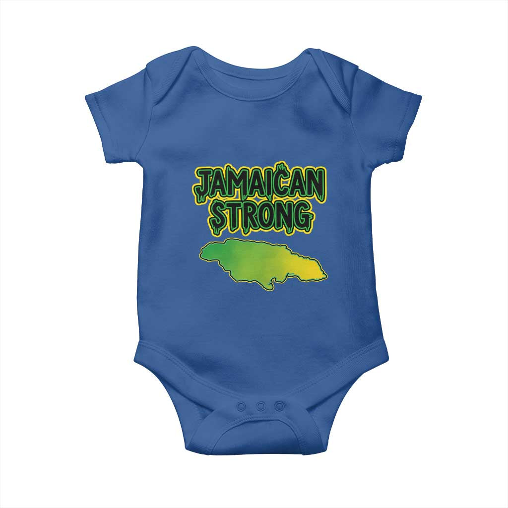Jamaican Strong Resilience Graphic Baby Onesie Caribbean Island Map Silhouette