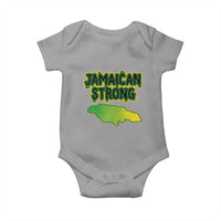 Jamaican Strong Resilience Graphic Baby Onesie Caribbean Island Map Silhouette