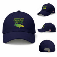 Jamaican Strong Resilience Graphic Baseball Cap Caribbean Island Map Silhouette