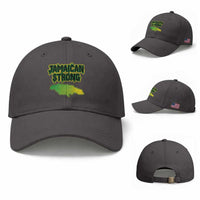Jamaican Strong Resilience Graphic Baseball Cap Caribbean Island Map Silhouette