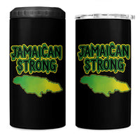 Jamaican Strong Resilience Graphic 4 in 1 Can Cooler Tumbler Caribbean Island Map Silhouette