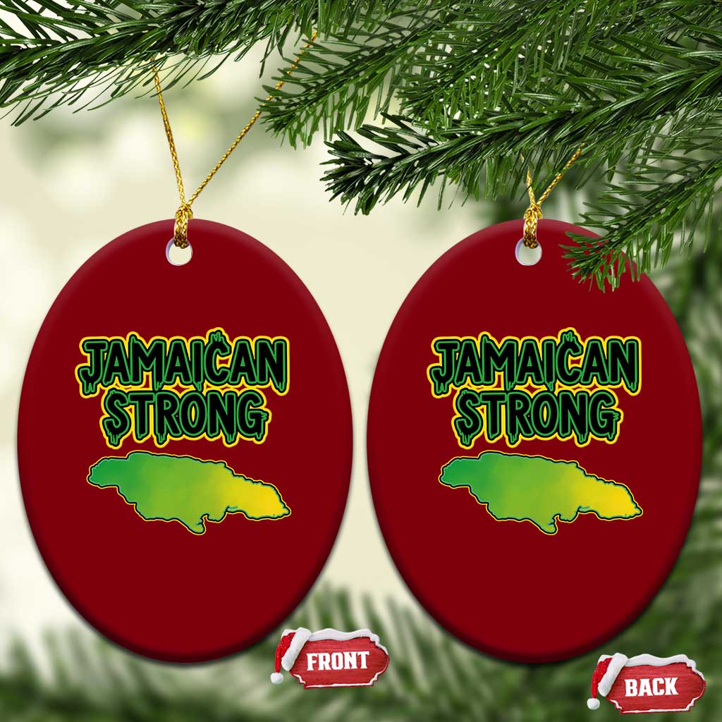 Jamaican Strong Resilience Graphic Ceramic Ornament Caribbean Island Map Silhouette