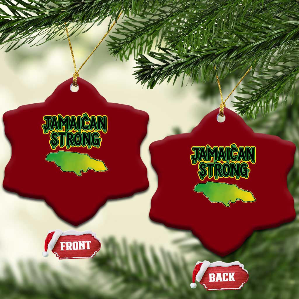 Jamaican Strong Resilience Graphic Ceramic Ornament Caribbean Island Map Silhouette