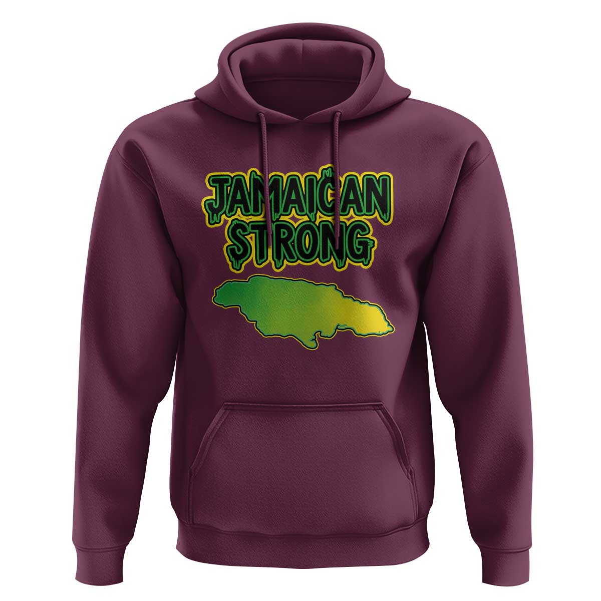Jamaican Strong Resilience Graphic Hoodie Caribbean Island Map Silhouette