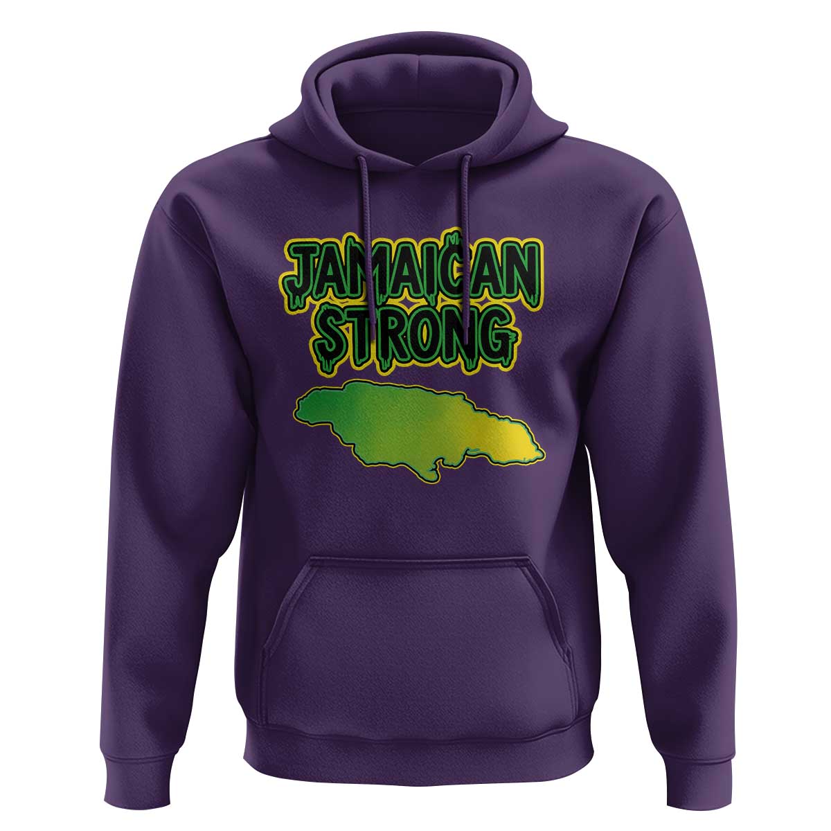 Jamaican Strong Resilience Graphic Hoodie Caribbean Island Map Silhouette