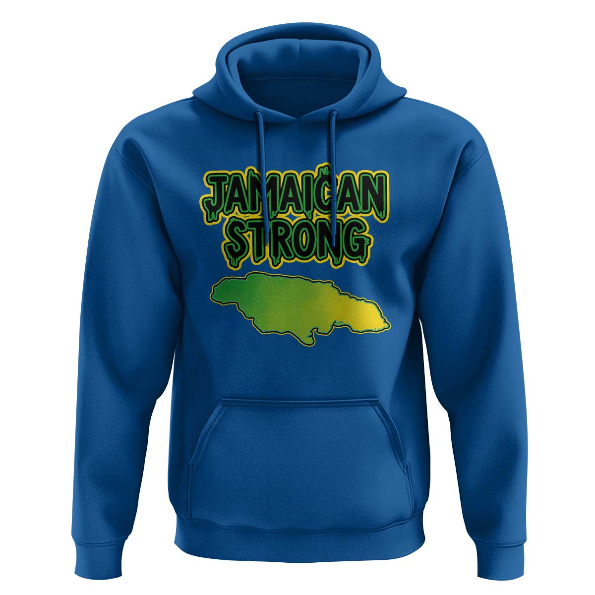 Jamaican Strong Resilience Graphic Hoodie Caribbean Island Map Silhouette