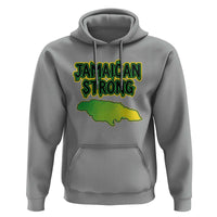 Jamaican Strong Resilience Graphic Hoodie Caribbean Island Map Silhouette