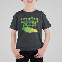 Jamaican Strong Resilience Graphic T Shirt For Kid Caribbean Island Map Silhouette