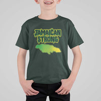 Jamaican Strong Resilience Graphic T Shirt For Kid Caribbean Island Map Silhouette