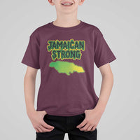 Jamaican Strong Resilience Graphic T Shirt For Kid Caribbean Island Map Silhouette