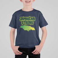 Jamaican Strong Resilience Graphic T Shirt For Kid Caribbean Island Map Silhouette