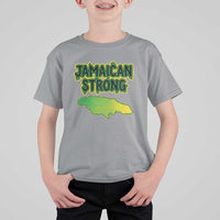 Jamaican Strong Resilience Graphic T Shirt For Kid Caribbean Island Map Silhouette