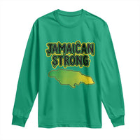 Jamaican Strong Resilience Graphic Long Sleeve Shirt Caribbean Island Map Silhouette