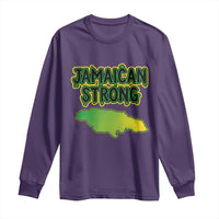 Jamaican Strong Resilience Graphic Long Sleeve Shirt Caribbean Island Map Silhouette