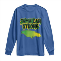 Jamaican Strong Resilience Graphic Long Sleeve Shirt Caribbean Island Map Silhouette