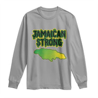 Jamaican Strong Resilience Graphic Long Sleeve Shirt Caribbean Island Map Silhouette