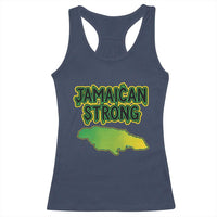Jamaican Strong Resilience Graphic Racerback Tank Top Caribbean Island Map Silhouette