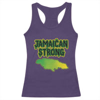 Jamaican Strong Resilience Graphic Racerback Tank Top Caribbean Island Map Silhouette