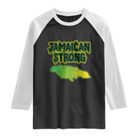 Jamaican Strong Resilience Graphic Raglan Shirt Caribbean Island Map Silhouette