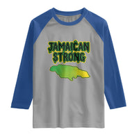 Jamaican Strong Resilience Graphic Raglan Shirt Caribbean Island Map Silhouette