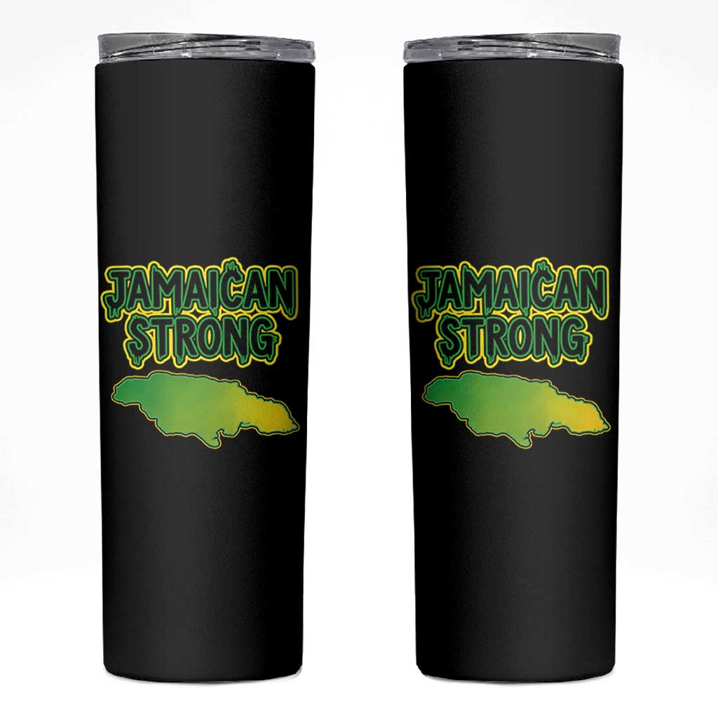 Jamaican Strong Resilience Graphic Skinny Tumbler Caribbean Island Map Silhouette