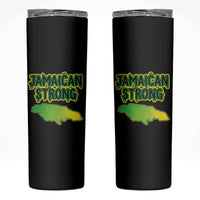 Jamaican Strong Resilience Graphic Skinny Tumbler Caribbean Island Map Silhouette