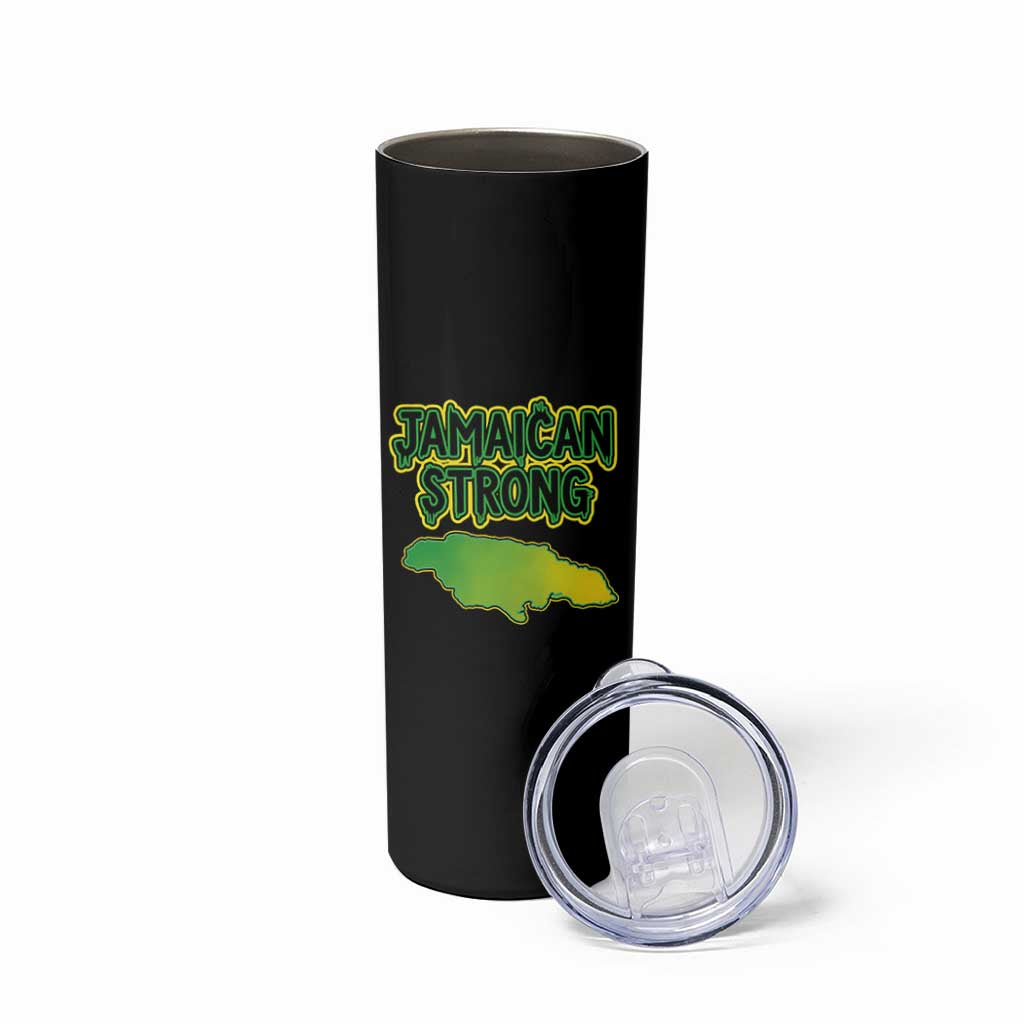 Jamaican Strong Resilience Graphic Skinny Tumbler Caribbean Island Map Silhouette