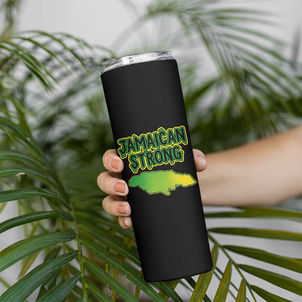 Jamaican Strong Resilience Graphic Skinny Tumbler Caribbean Island Map Silhouette