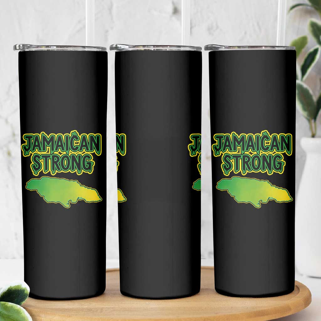 Jamaican Strong Resilience Graphic Skinny Tumbler Caribbean Island Map Silhouette