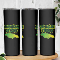 Jamaican Strong Resilience Graphic Skinny Tumbler Caribbean Island Map Silhouette