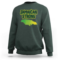 Jamaican Strong Resilience Graphic Sweatshirt Caribbean Island Map Silhouette