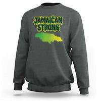 Jamaican Strong Resilience Graphic Sweatshirt Caribbean Island Map Silhouette