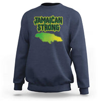 Jamaican Strong Resilience Graphic Sweatshirt Caribbean Island Map Silhouette