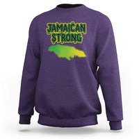 Jamaican Strong Resilience Graphic Sweatshirt Caribbean Island Map Silhouette
